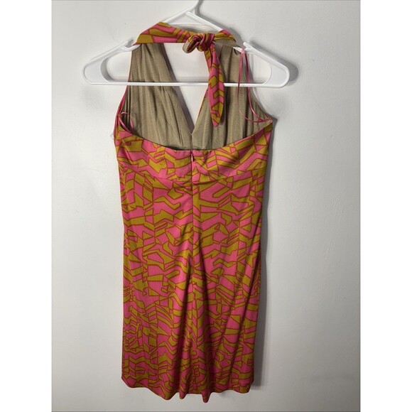 Trina Turk Women’s  Mini Dress Coral Multi Print Halter Dress Sz 6 - Picture 8 of 13